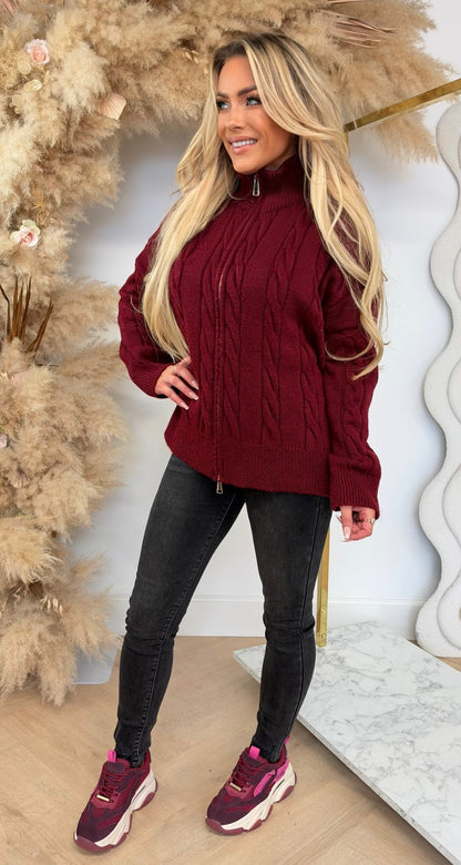 KABEL RITS VEST BORDEAUX
