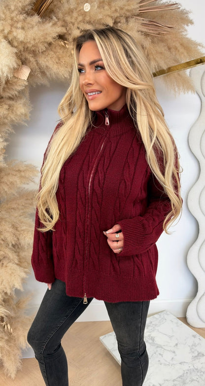 KABEL RITS VEST BORDEAUX