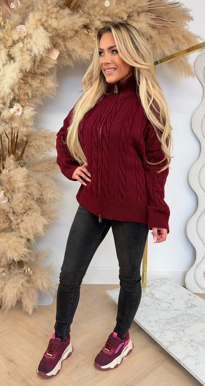 KABEL RITS VEST BORDEAUX