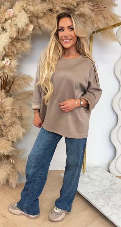 ROME BUTTON LONGSLEEVE TAUPE