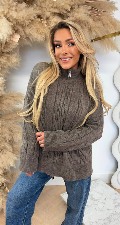 KABEL RITS VEST TAUPE
