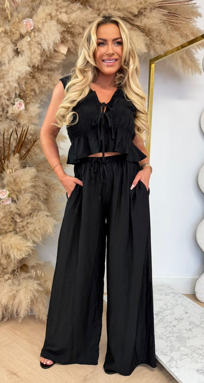 CARMEN SLEEVELESS STRIKJES SET BLACK