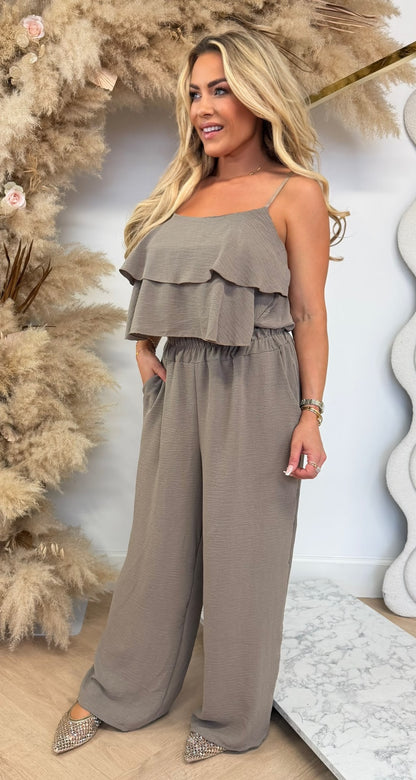 RUFFLY 2 PIECE SET TAUPE