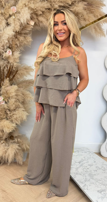 RUFFLY 2 PIECE SET TAUPE