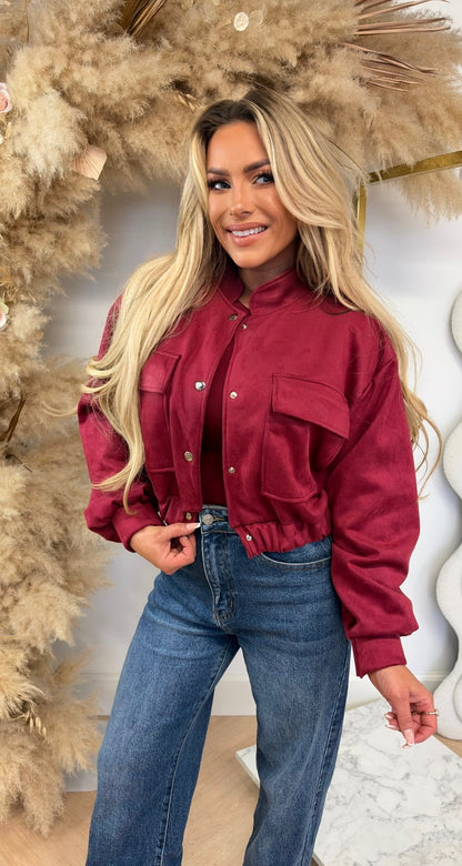 MEGAN SUEDE LOOK BOMBERJACK RED