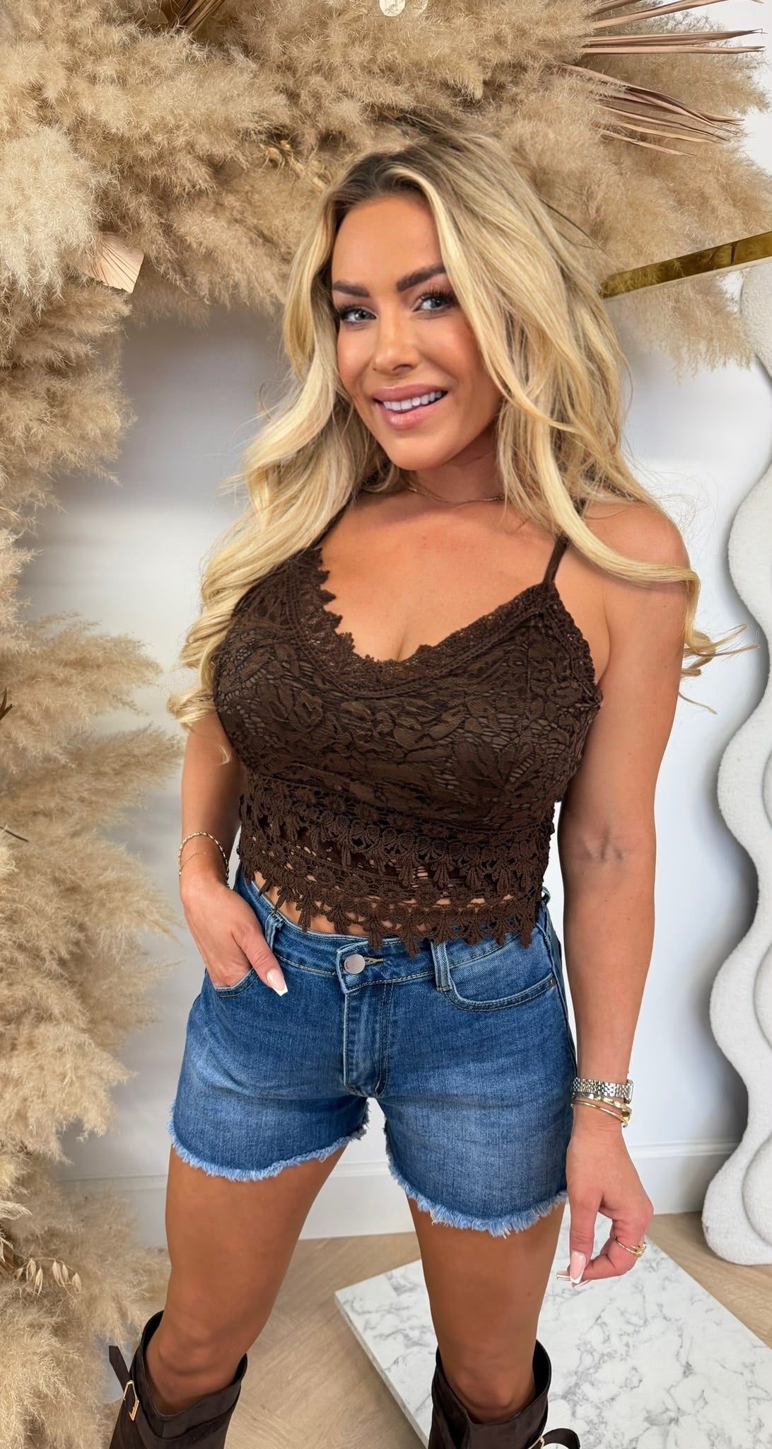 LACE TOPJE CHOCO
