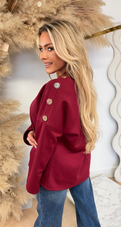 ROME BUTTON LONGSLEEVE BORDEAUX