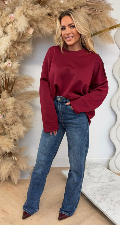ROME BUTTON LONGSLEEVE BORDEAUX