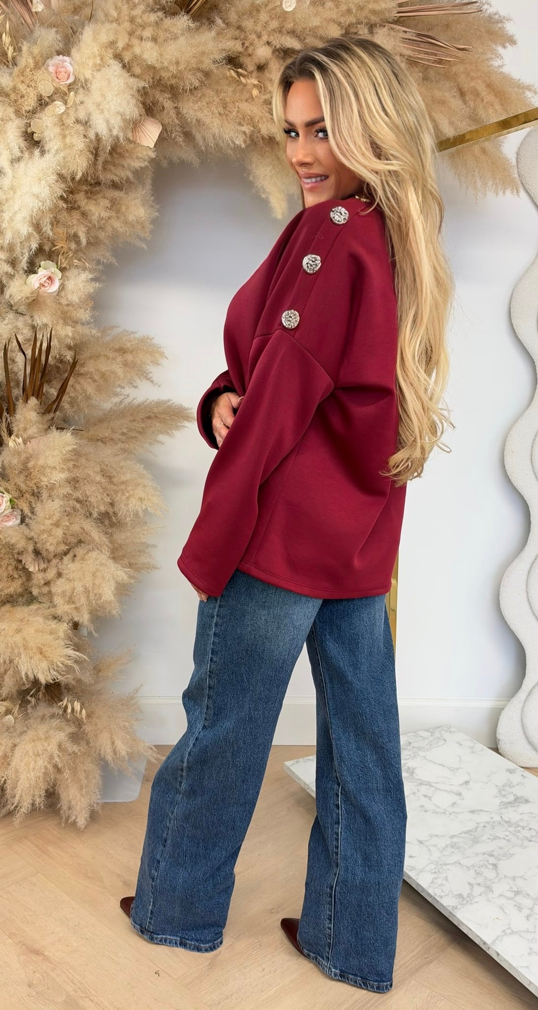 ROME BUTTON LONGSLEEVE BORDEAUX