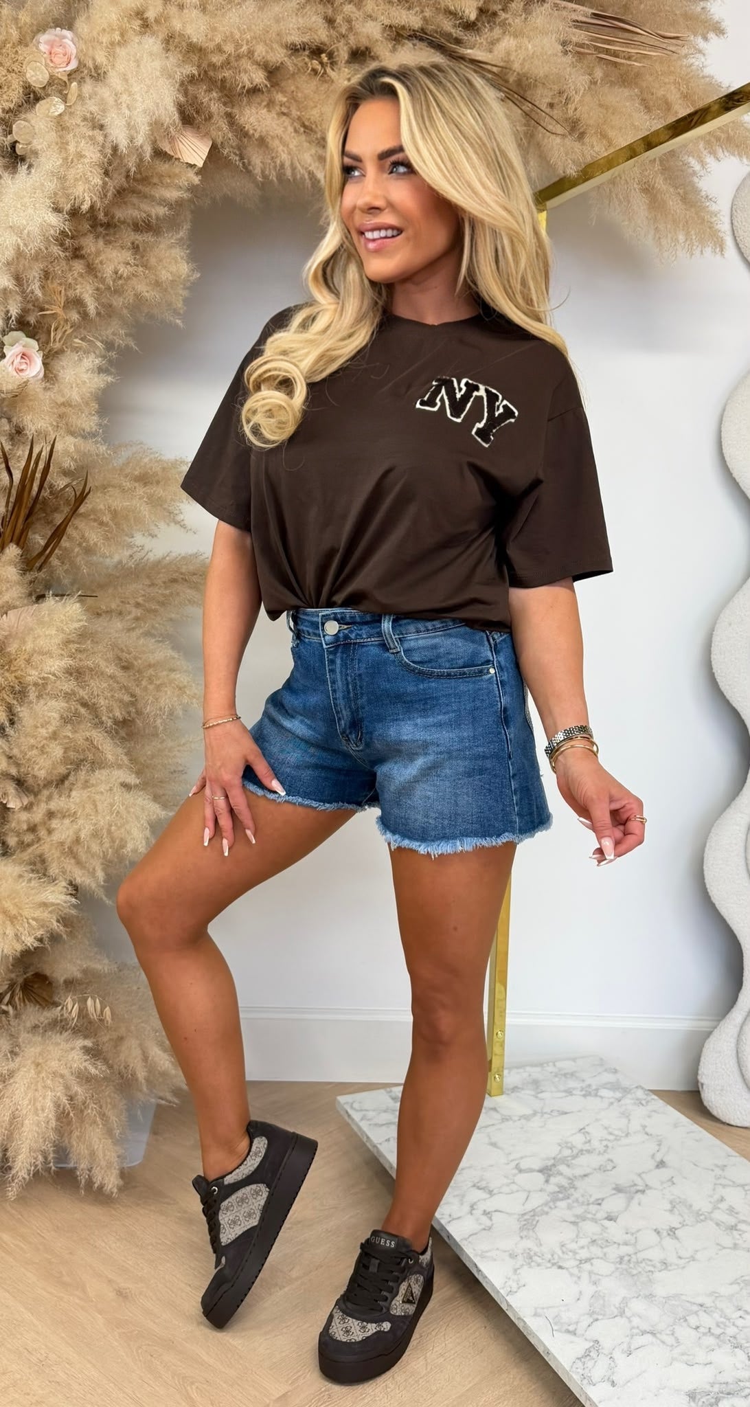 NY TEDDY TEKST SHIRT 7495 CHOCO
