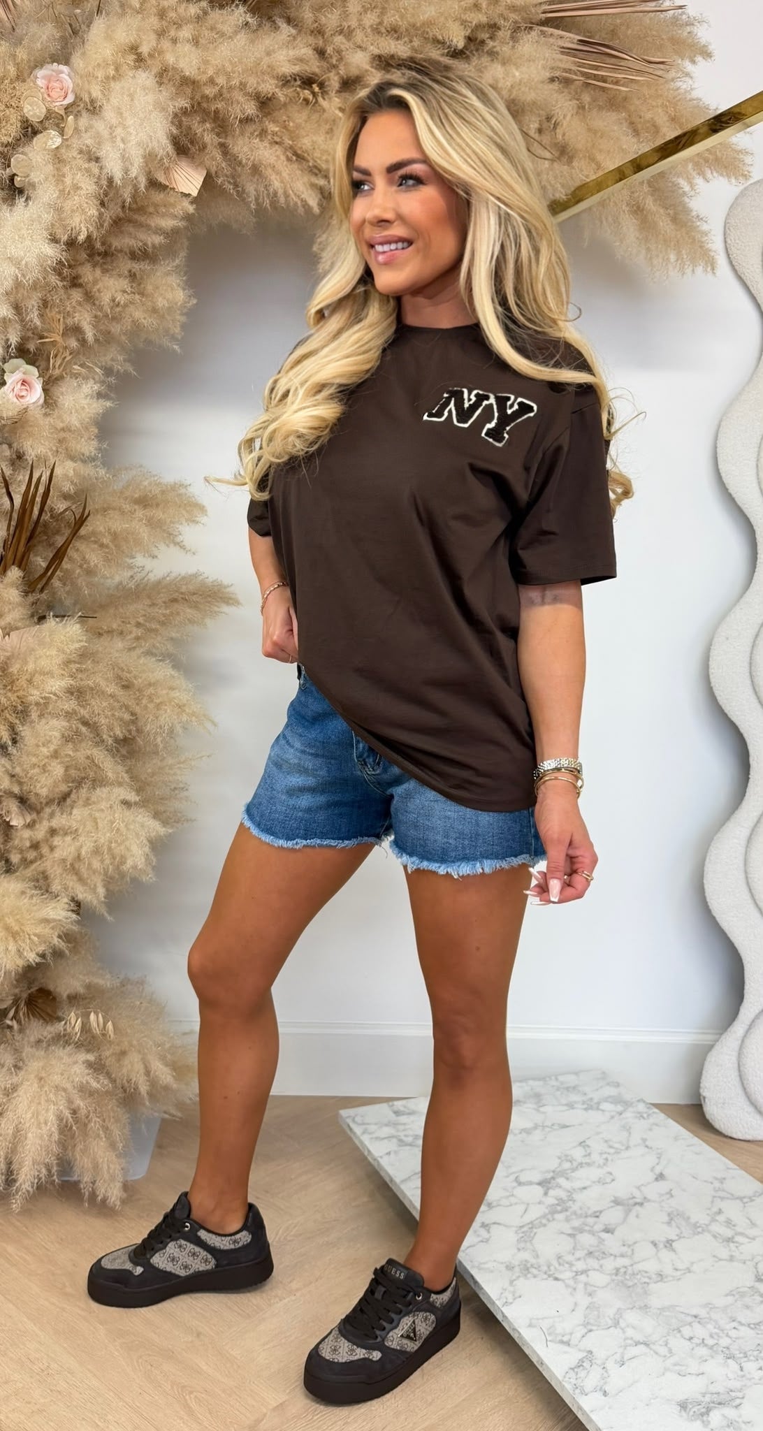 NY TEDDY TEKST SHIRT 7495 CHOCO