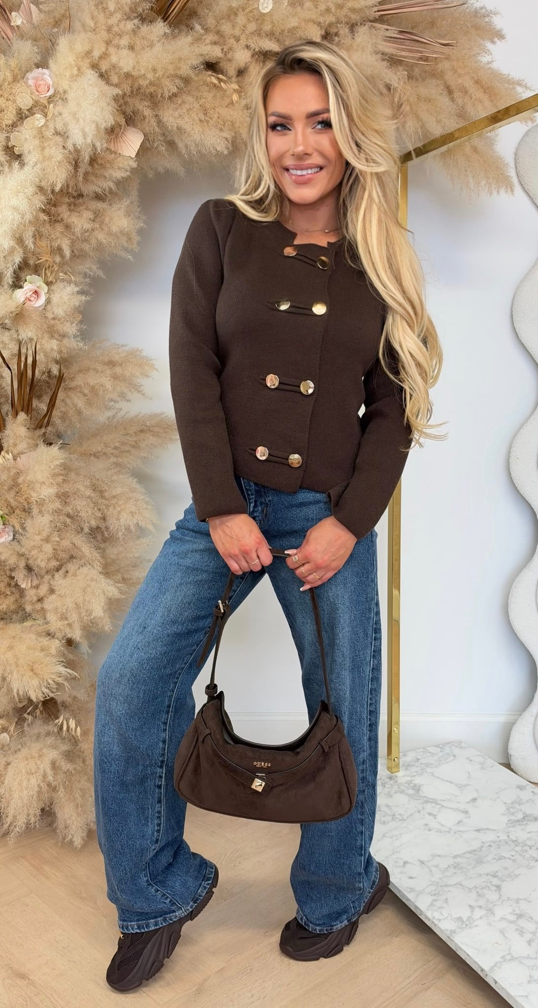 NATION DOUBLE BUTTON VEST CHOCO