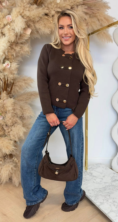 NATION DOUBLE BUTTON VEST CHOCO