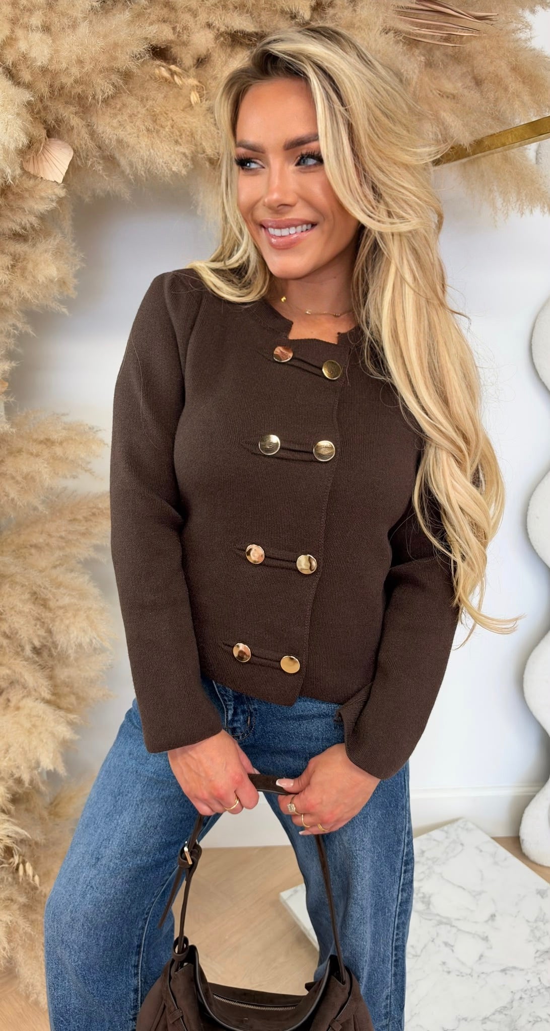 NATION DOUBLE BUTTON VEST CHOCO