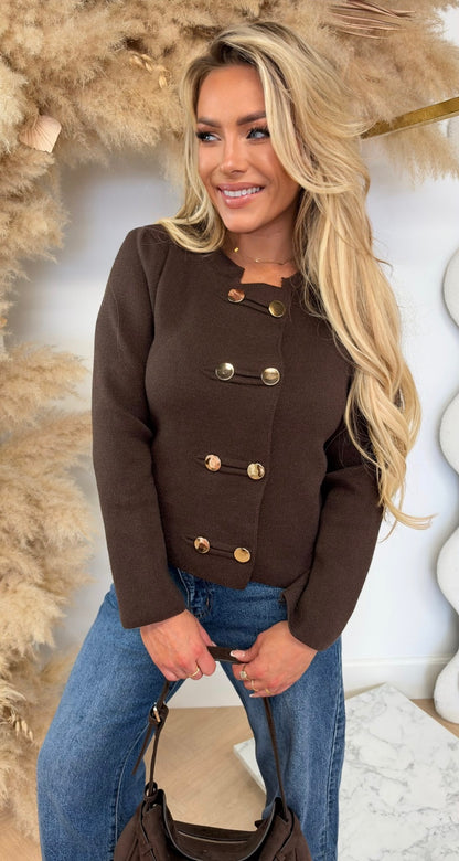 NATION DOUBLE BUTTON VEST CHOCO