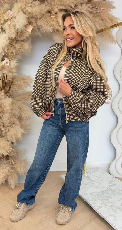 SAAR PLAID BOMBER BROWN