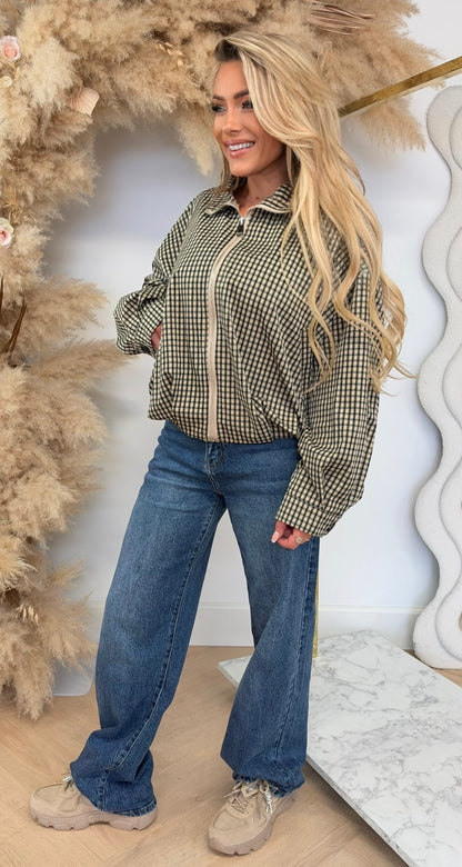 SAAR PLAID BOMBER BLACK