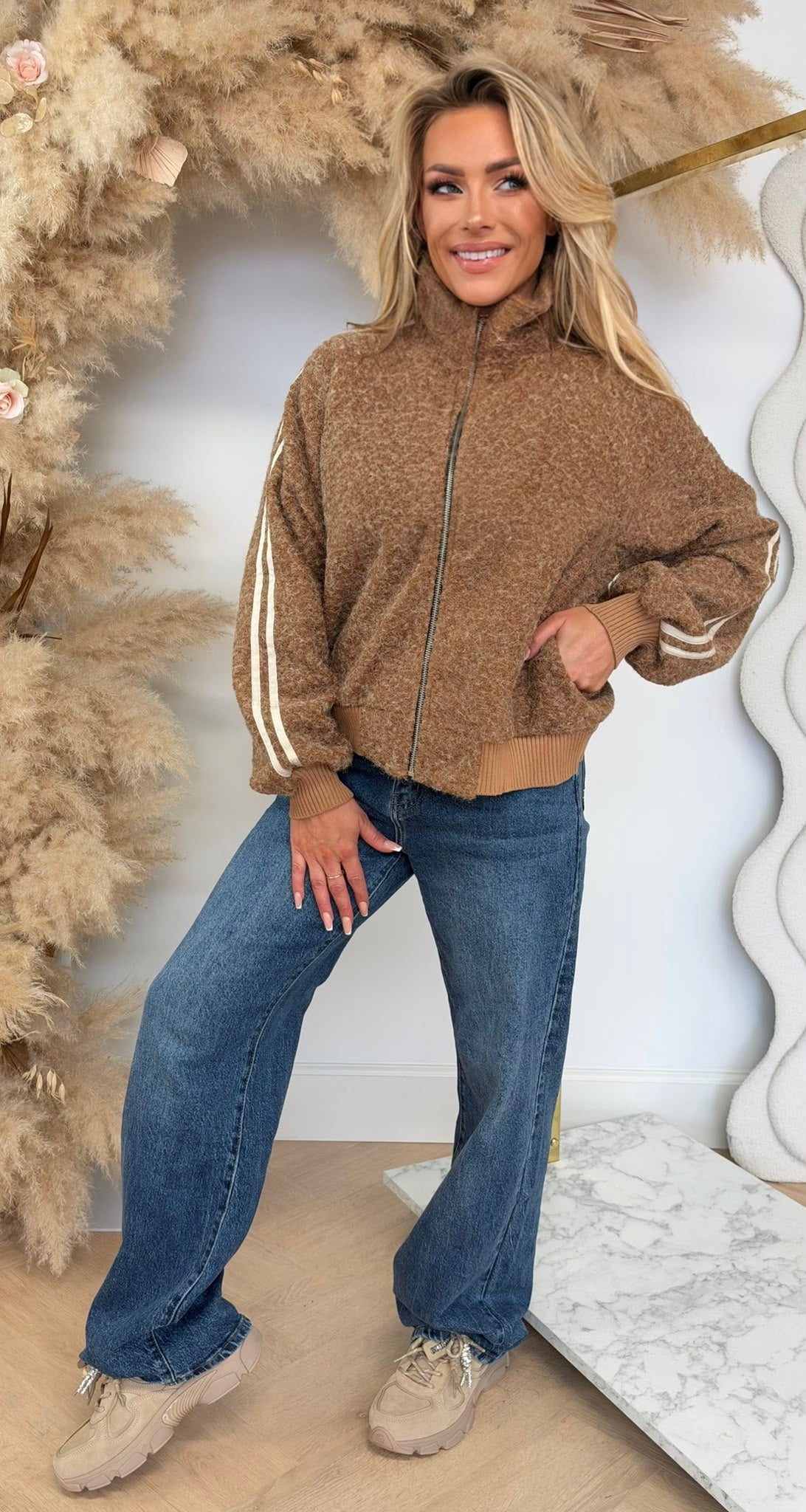VILT STRIPE JACKET CAMEL