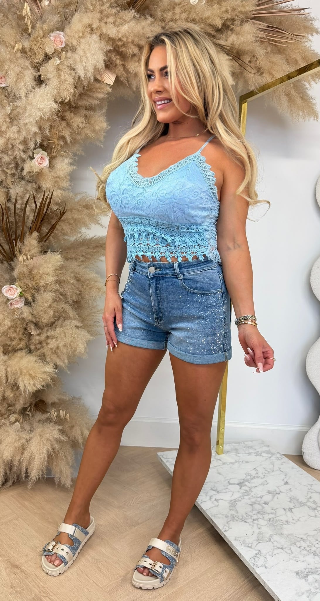 LACE TOPJE ICEBLUE