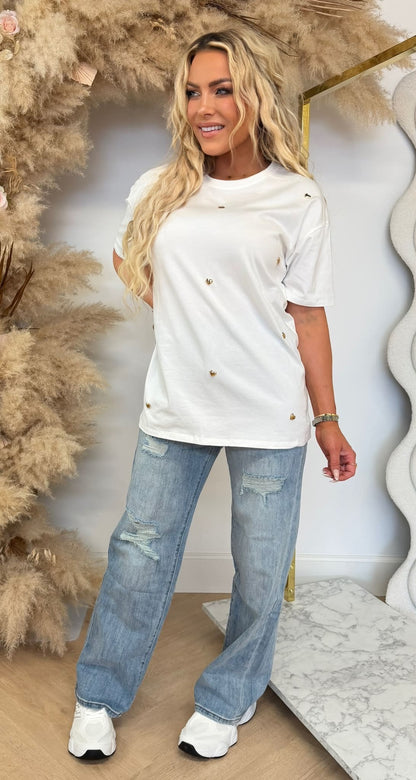 STUDDES HARTJES TEE Y188 OFFWHITE