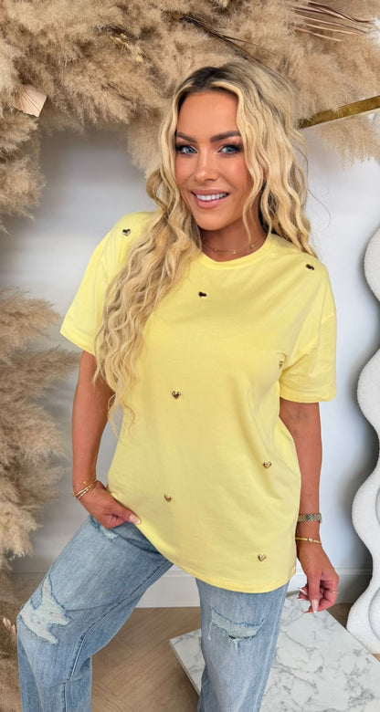 STUDDES HARTJES TEE Y188 YELLOW