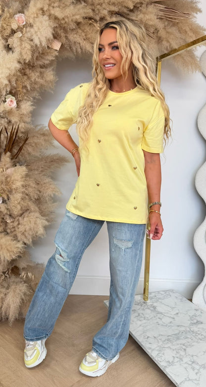 STUDDES HARTJES TEE Y188 YELLOW