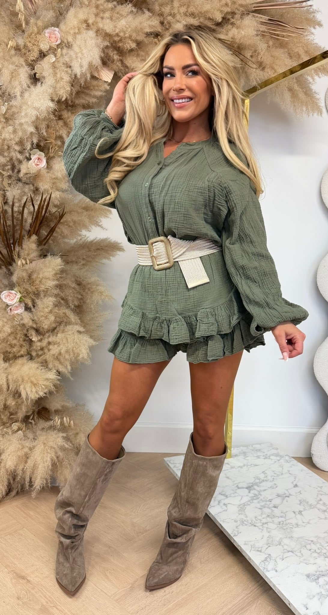 EVIE SUMMERY COTTON SET ARMYGREEN
