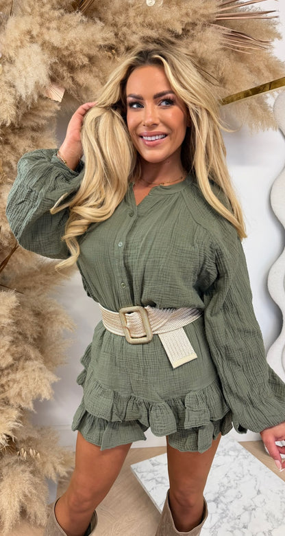 EVIE SUMMERY COTTON SET ARMYGREEN