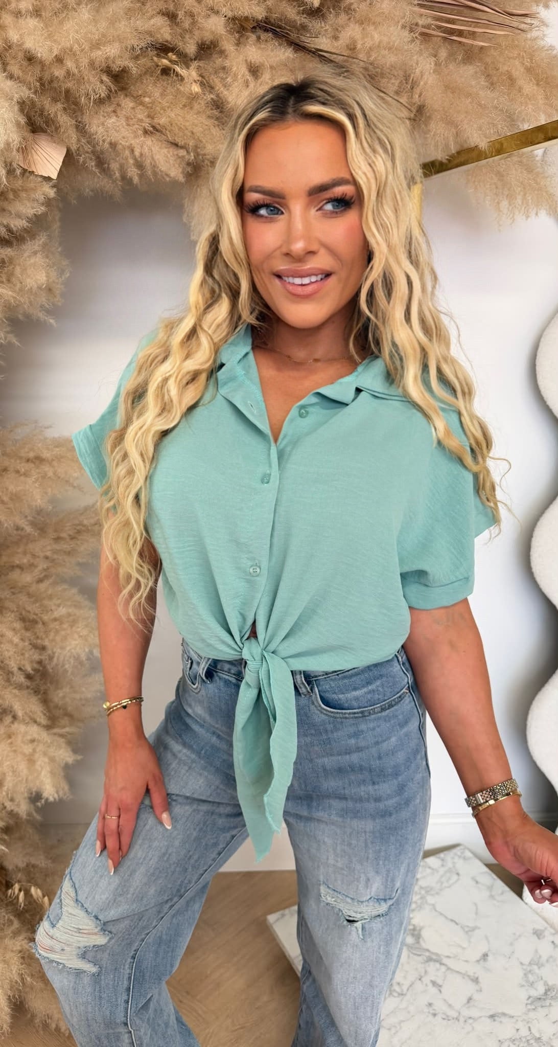 TIE IT BASIC BLOUSE MINT