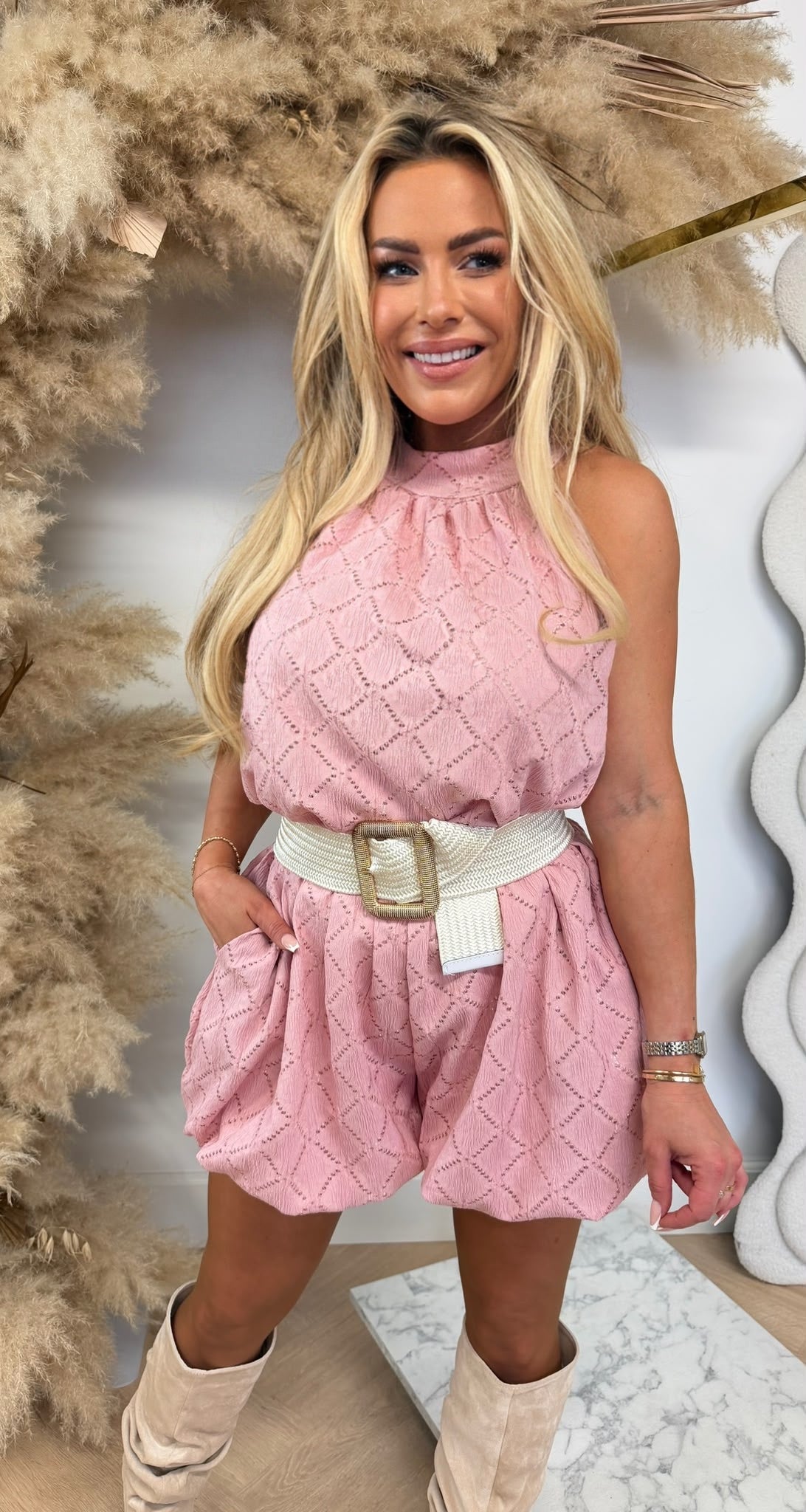 HALTER BESTSELLER PLAYSUIT PINK