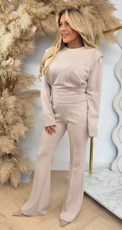 TYRA PADDED SHOULDER SET BEIGE