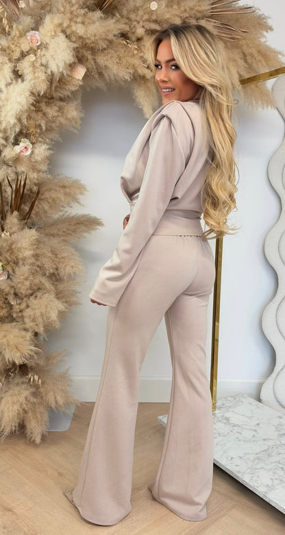 TYRA PADDED SHOULDER SET BEIGE