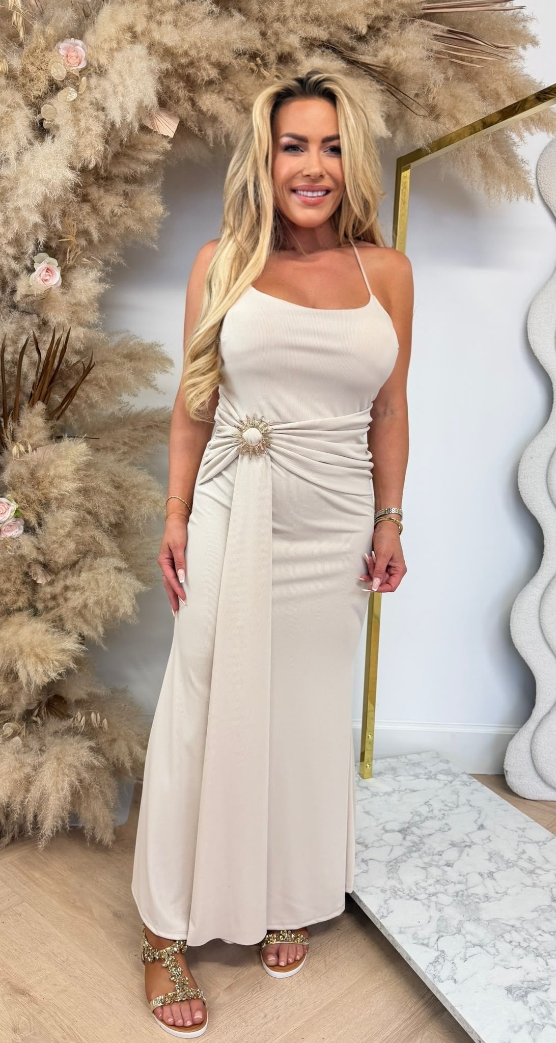 MIDNIGHT SUN DRESS BEIGE