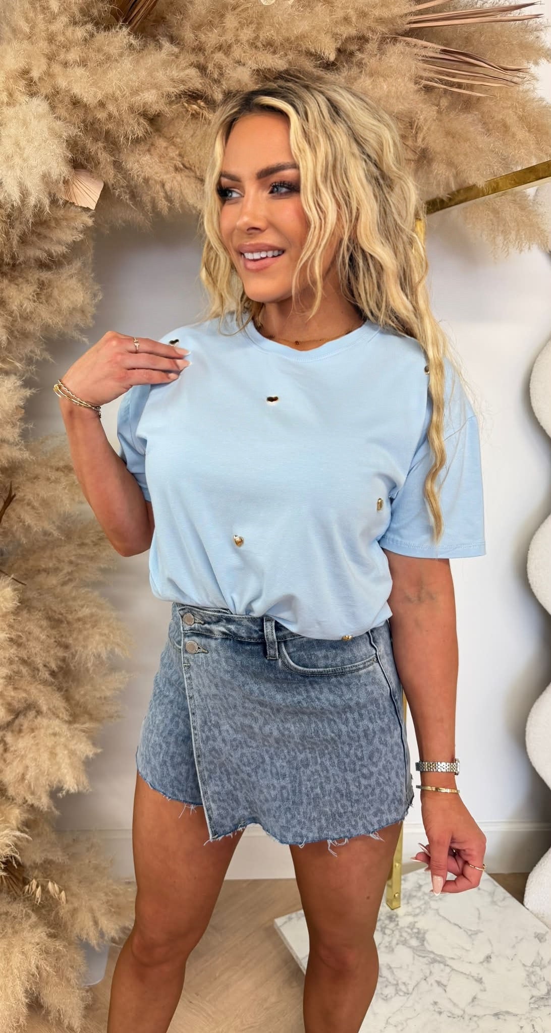 STUDDES HARTJES TEE Y188 ICEBLUE