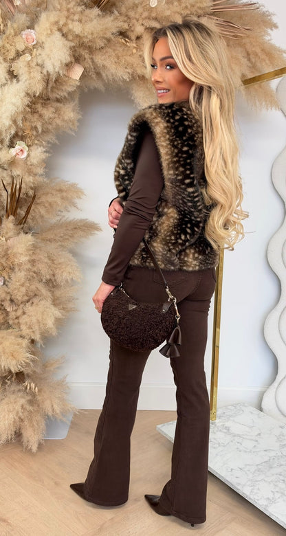 MEGA SOFT ANIMAL GILET 033 COFFEE