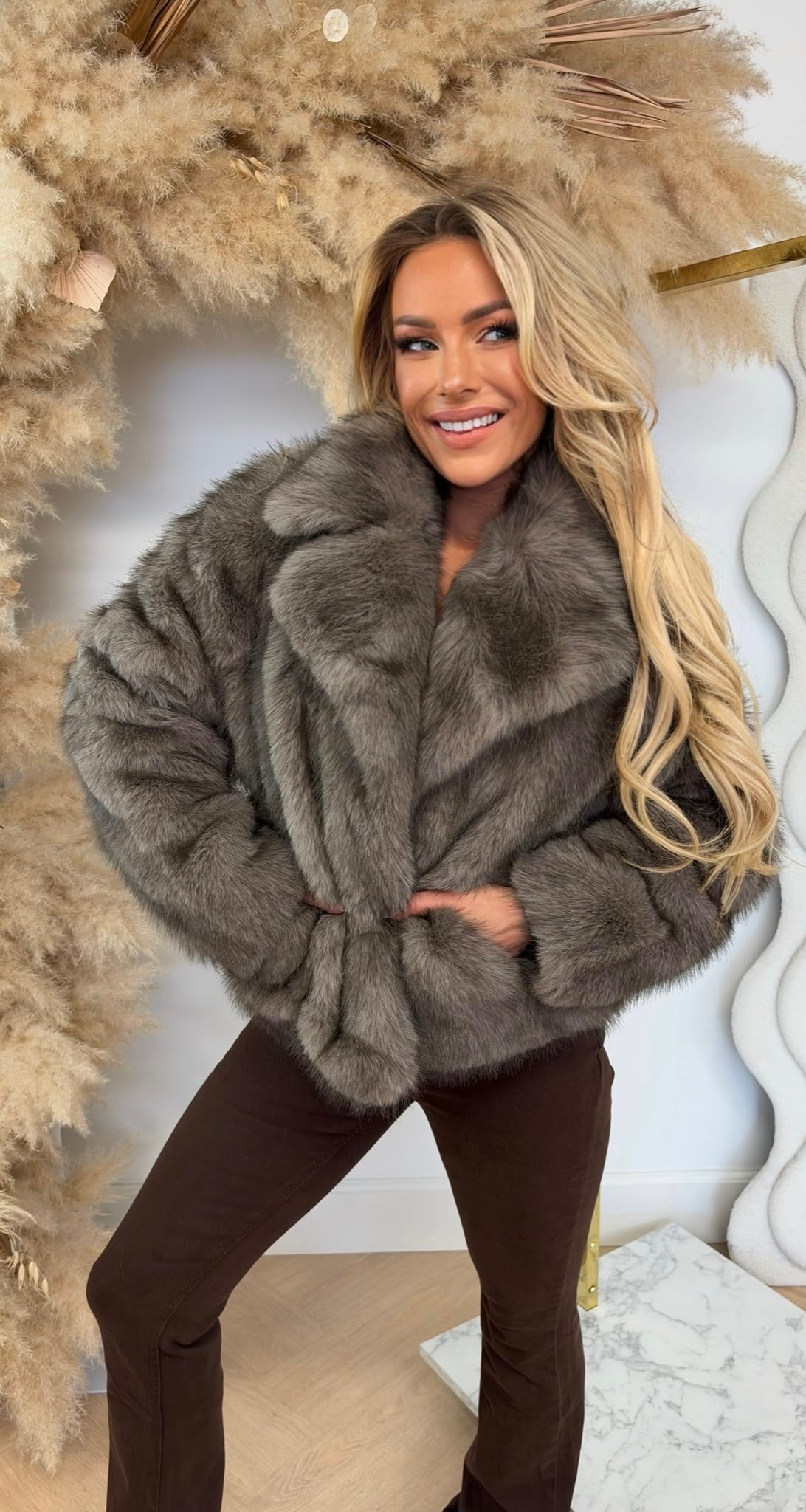 TARA FAKE FUR JACKET 7005 GREY