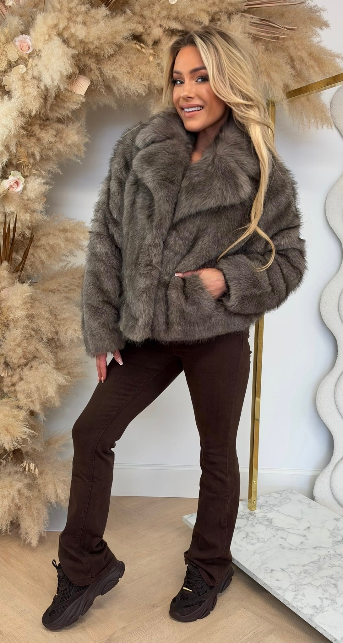 TARA FAKE FUR JACKET 7005 GREY