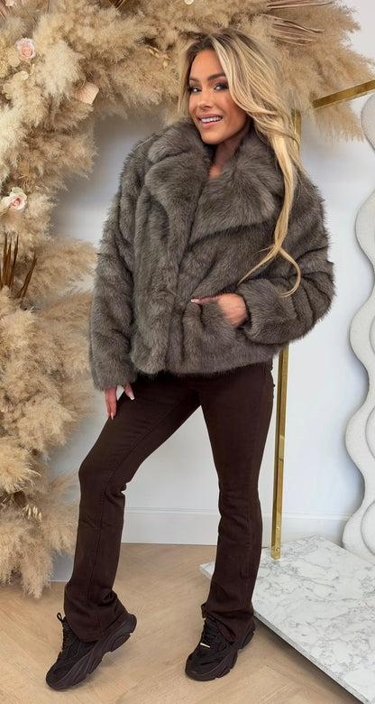 TARA FAKE FUR JACKET 7005 GREY