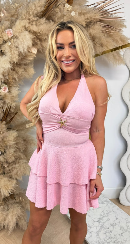 SEA HALTER DRESS PINK