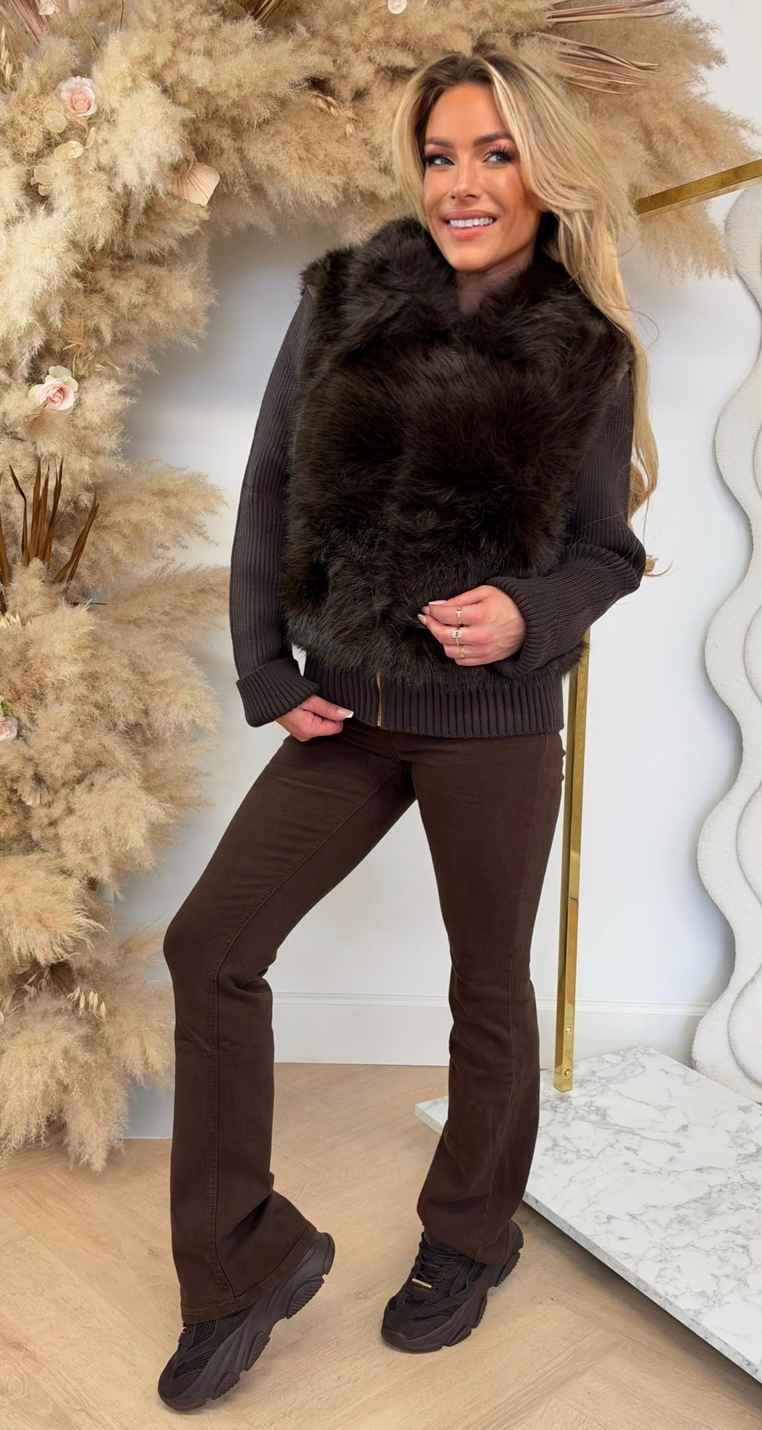 RIB FAKE FUR JASJE 8082 COFFEE