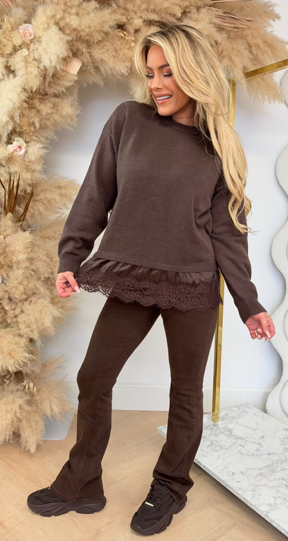 PARIS LACE SWEAT 383 CHOCO