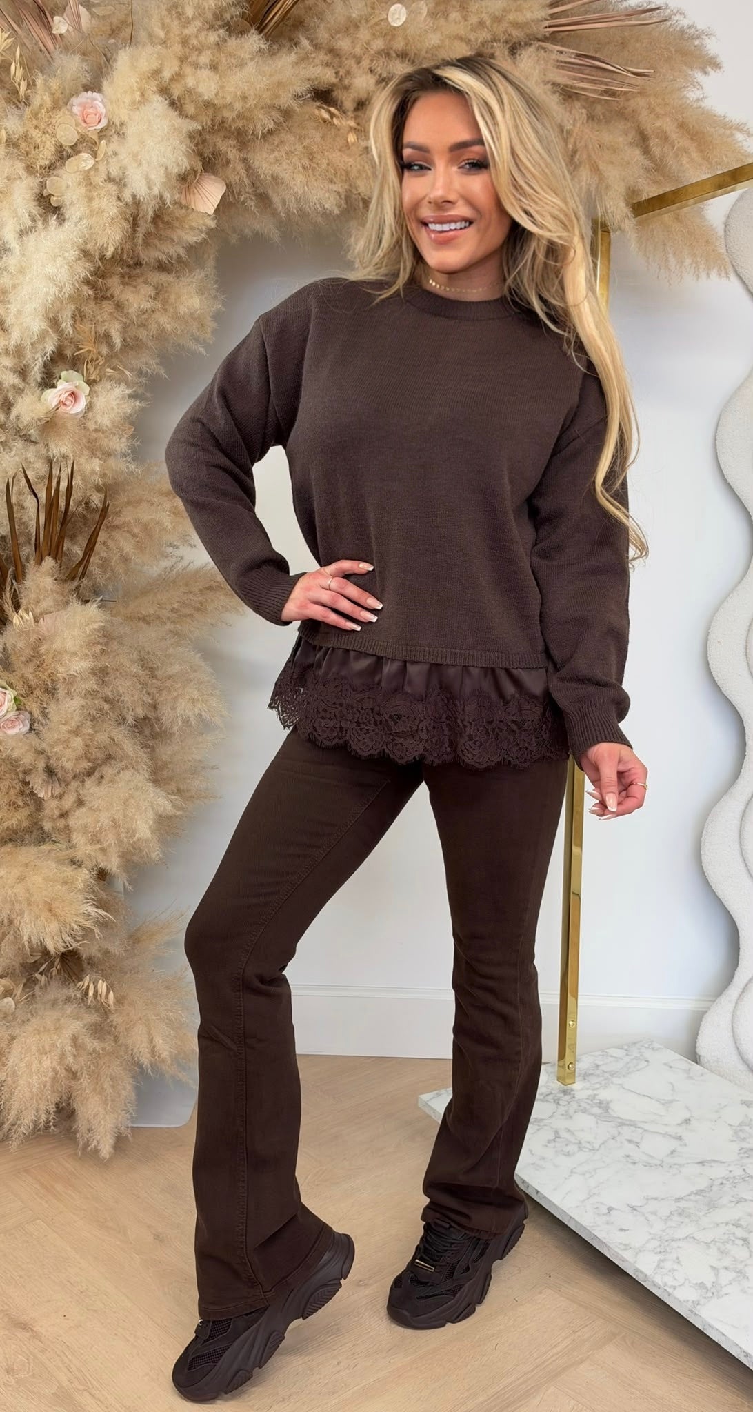 PARIS LACE SWEAT 383 CHOCO