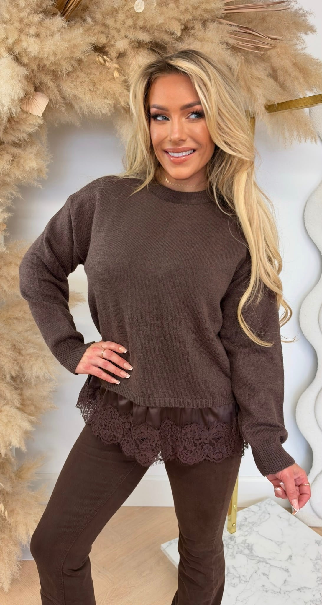 PARIS LACE SWEAT 383 CHOCO