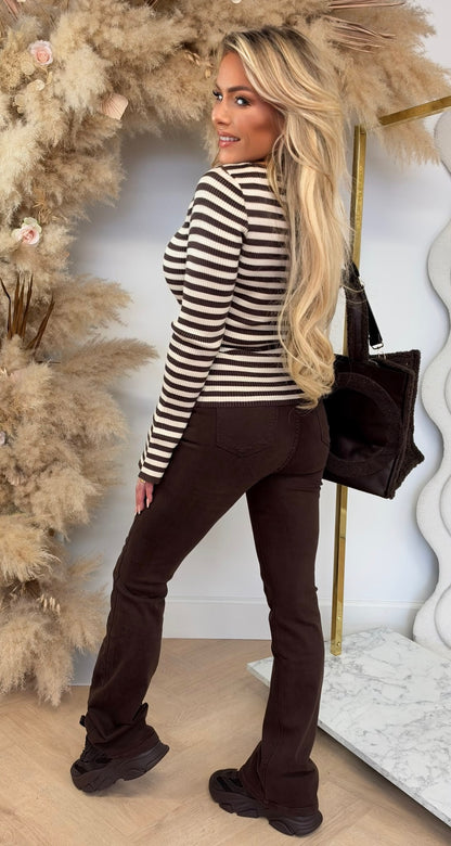 STRIPE FLARE TOP 7082 CHOCO
