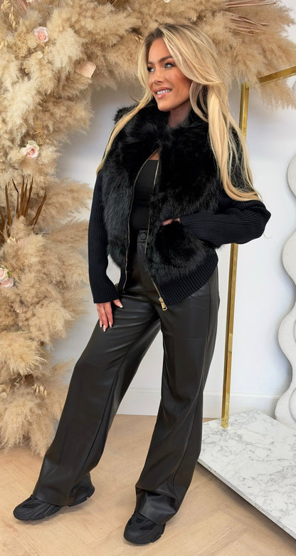 RIB FAKE FUR JASJE 8082 BLACK
