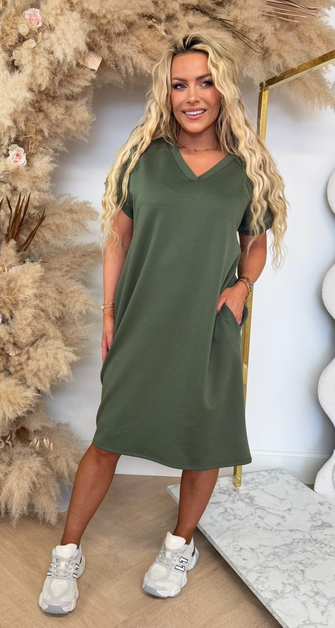 KATIE BASIC LONG TEE ARMYGREEN