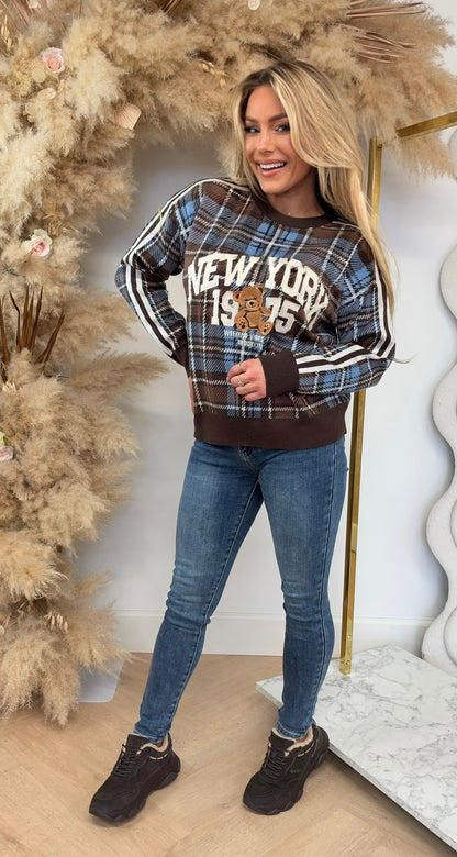 RUIT BEAR NEW YORK SWEAT 1228 BLUE/CHOCO