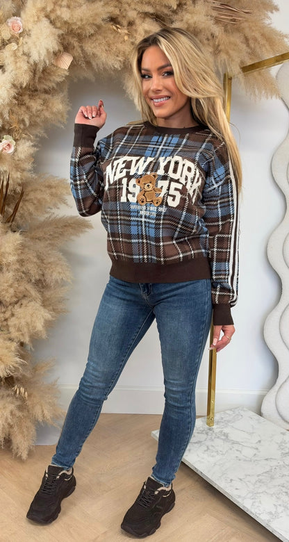 RUIT BEAR NEW YORK SWEAT 1228 BLUE/CHOCO