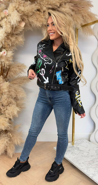 GRAFFI LEATHER LOOK JACKET 3880 BLACK