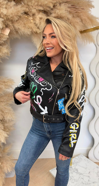 GRAFFI LEATHER LOOK JACKET 3880 BLACK